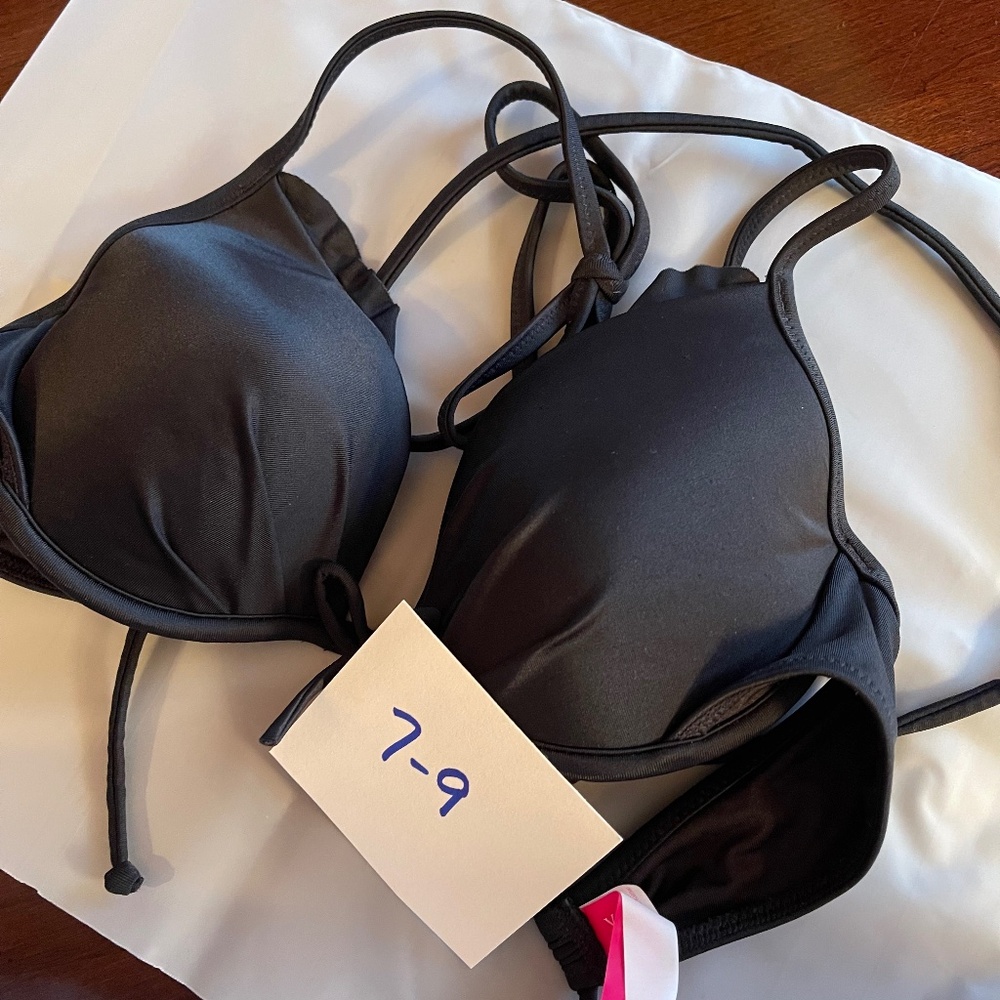 Victoria's Secret Push Up Ruffle Black Bikini Swim Top 34A - Picture 9 of 9